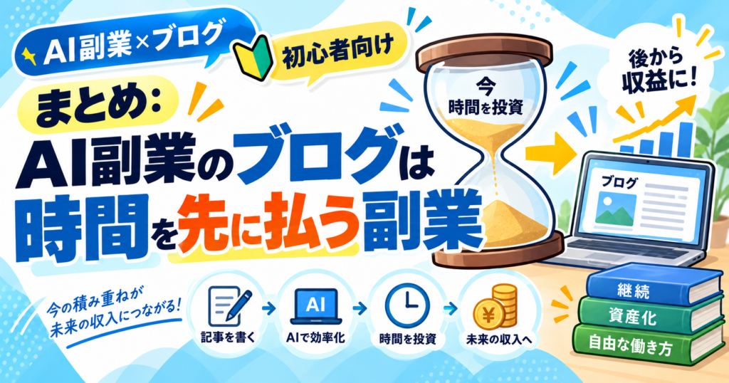 まとめ:AI副業のブログは時間を先に払う副業