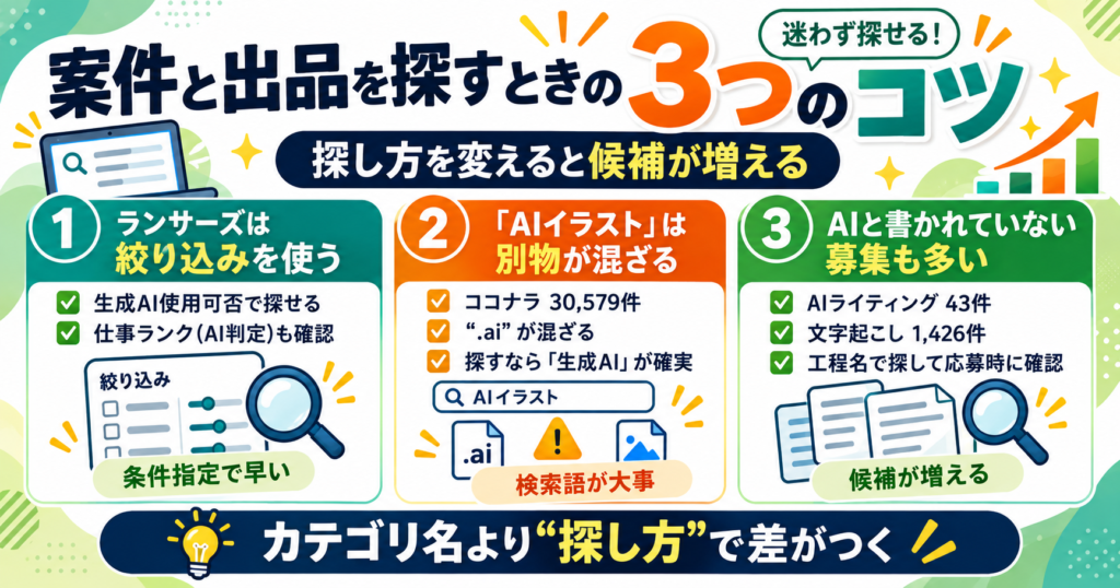 案件と出品を探すときの3つのコツ