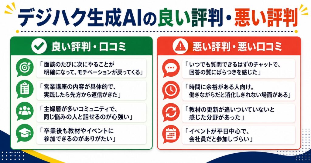 デジハク生成AIの良い評判・悪い評判