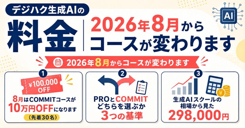 デジハク生成AIの料金|2026年8月からコースが変わります