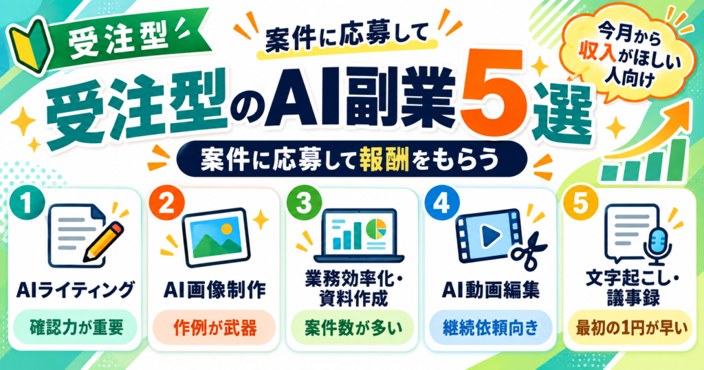 受注型のAI副業5選|案件に応募して報酬をもらう