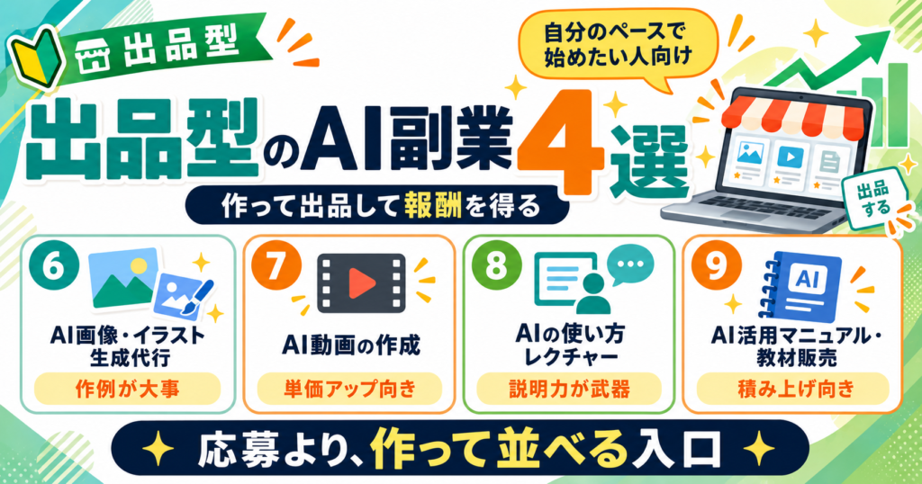 出品型のAI副業4選|自分のサービスを売る