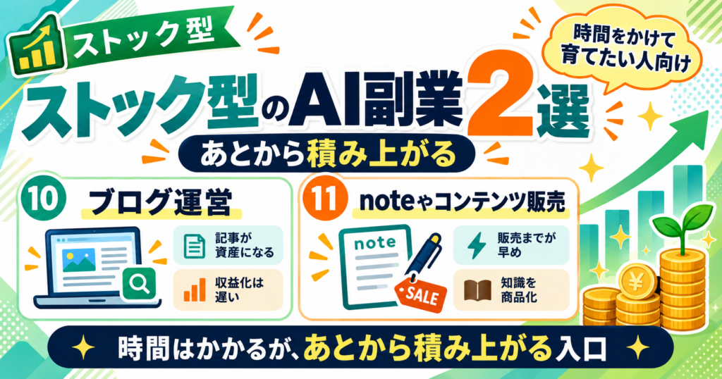 ストック型のAI副業2選|あとから積み上がる