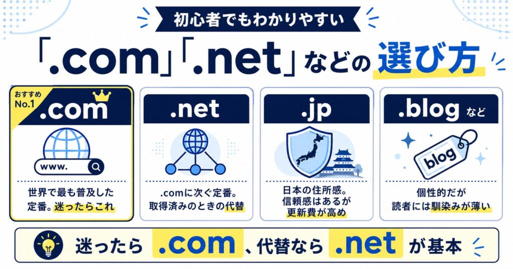 「.com」「.net」などの選び方