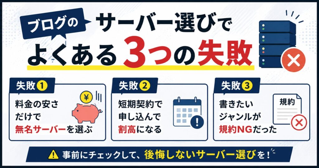 ブログのサーバー選びでよくある3つの失敗