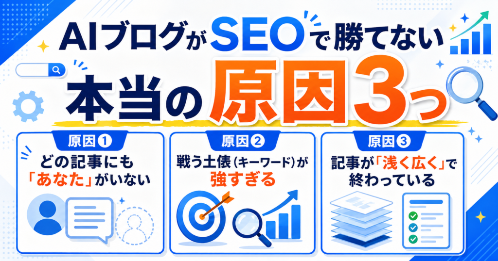 AIブログがSEOで勝てない本当の原因3つ