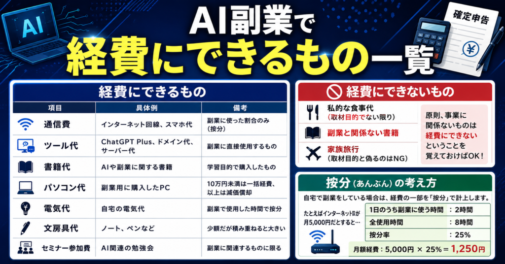 AI副業で経費にできるもの一覧