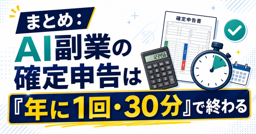 まとめ:AI副業の確定申告は「年に1回・30分」で終わる