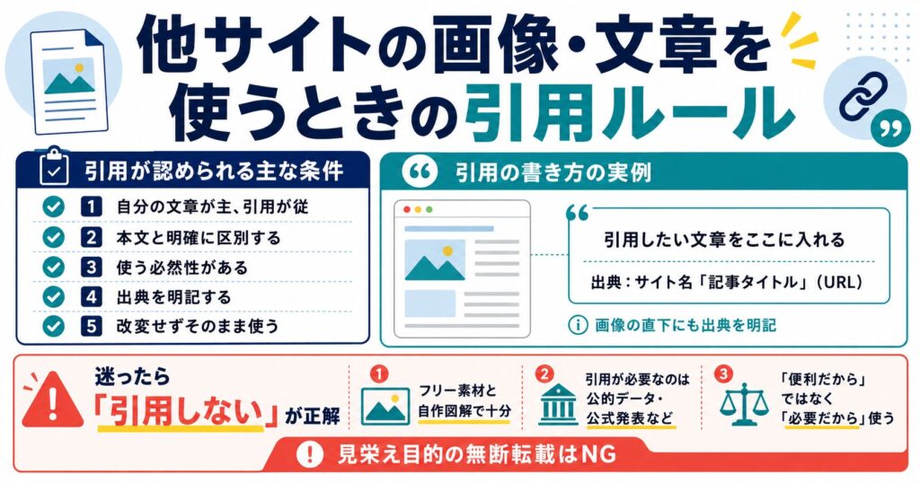 他サイトの画像・文章を使うときの引用ルール