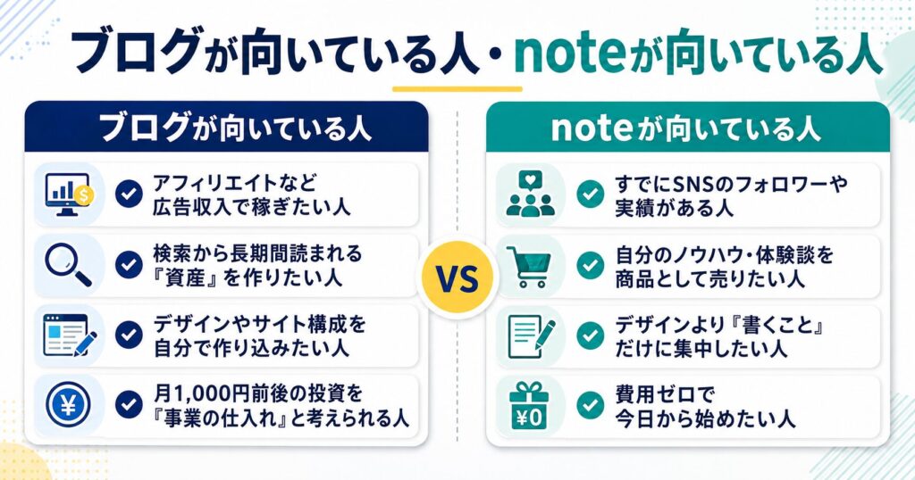 ブログが向いている人・noteが向いている人