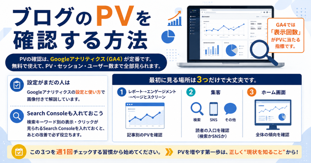ブログのPVを確認する方法