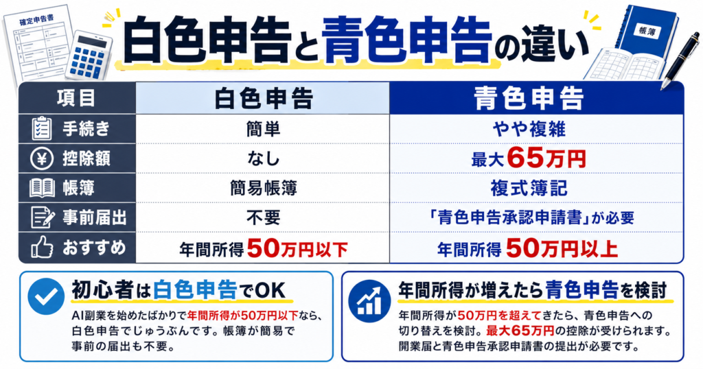 白色申告と青色申告の違い