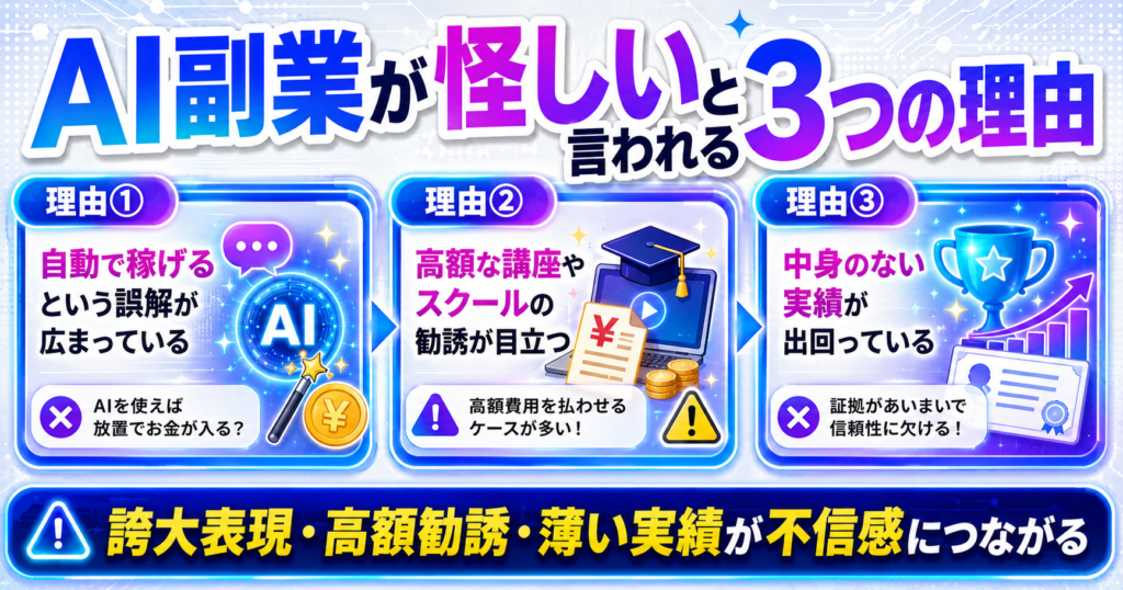 AI副業が怪しいと言われる3つの理由
