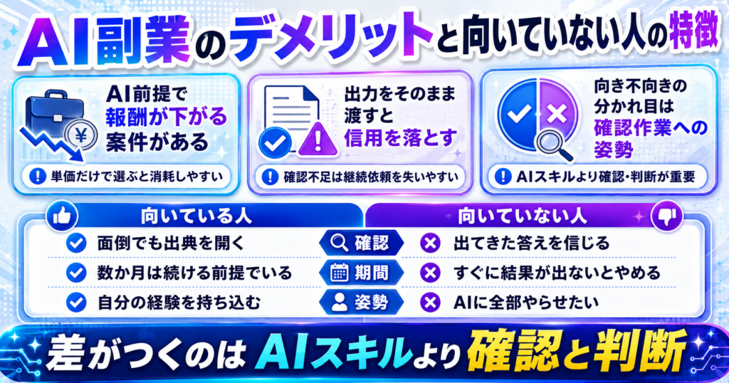 AI副業のデメリットと向いていない人の特徴