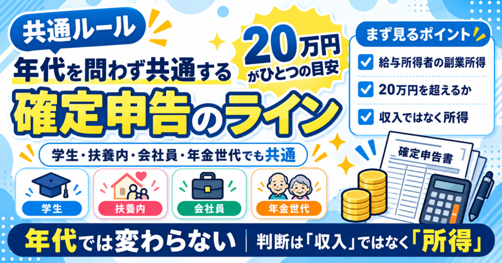 年代を問わず共通する確定申告のライン