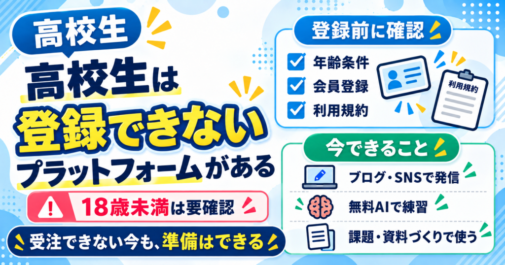高校生は登録できないプラットフォームがある