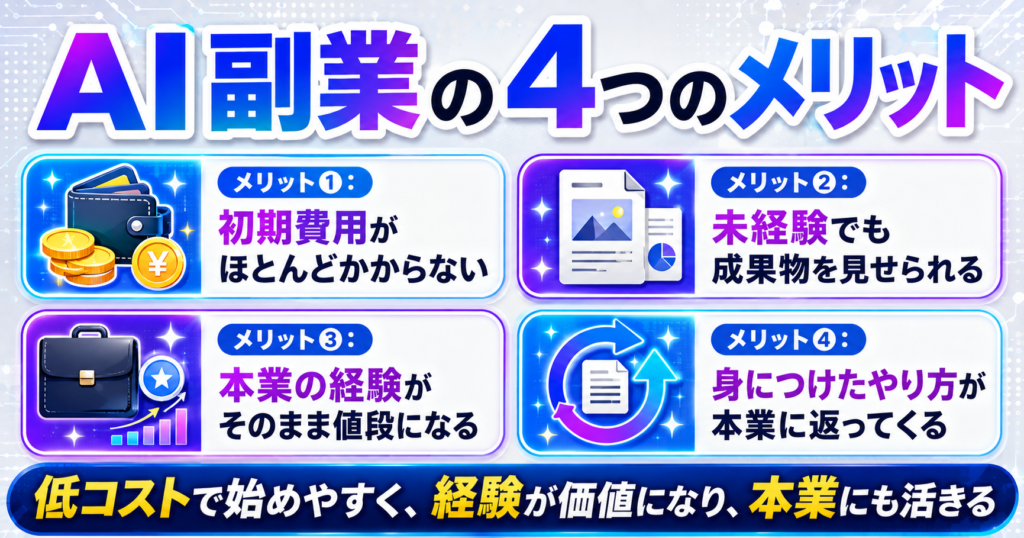 AI副業の4つのメリット