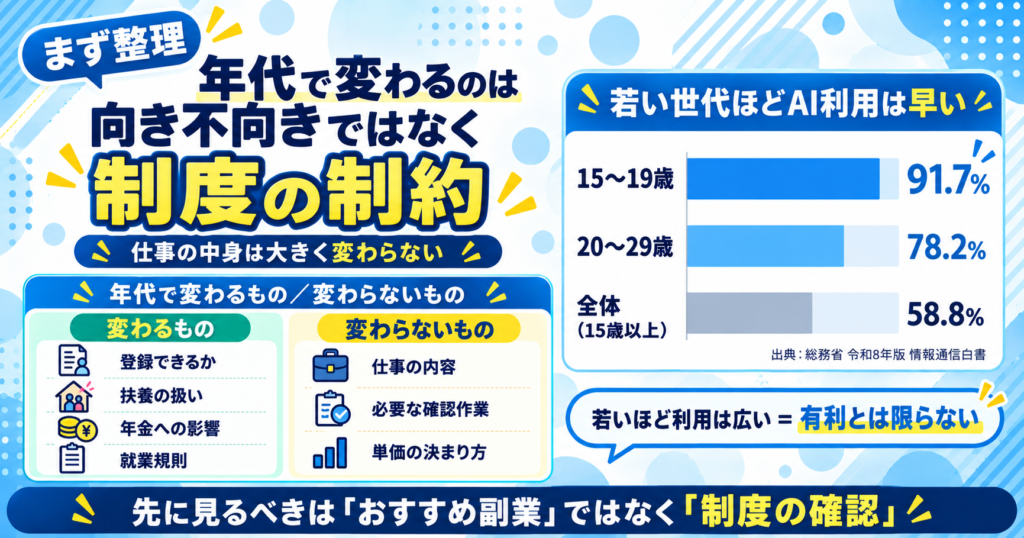 年代で変わるのは向き不向きではなく制度の制約