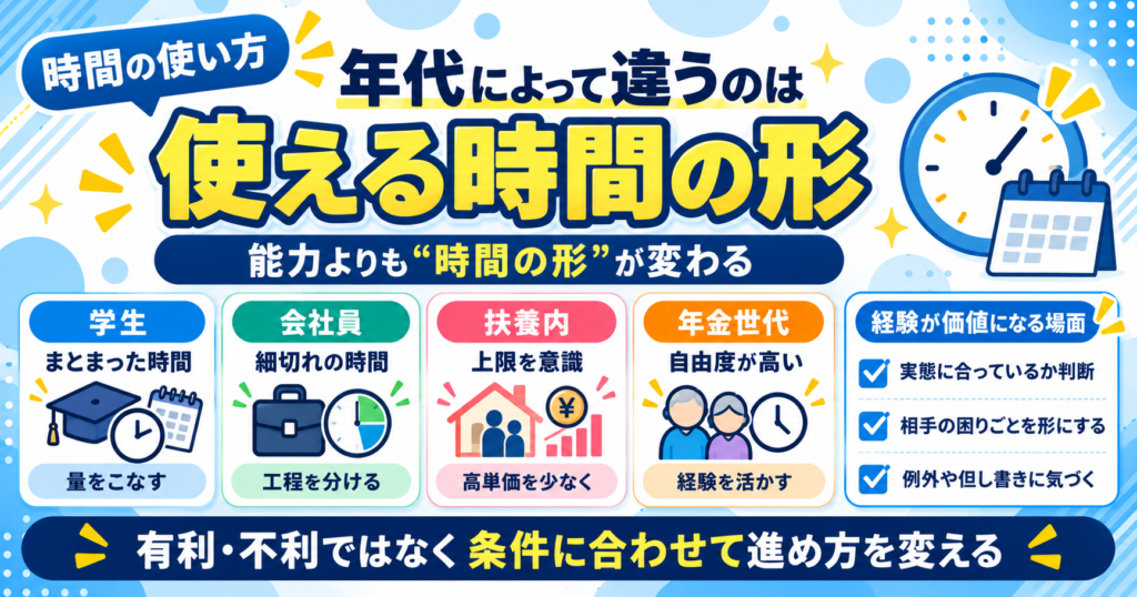 年代によって違うのは使える時間の形