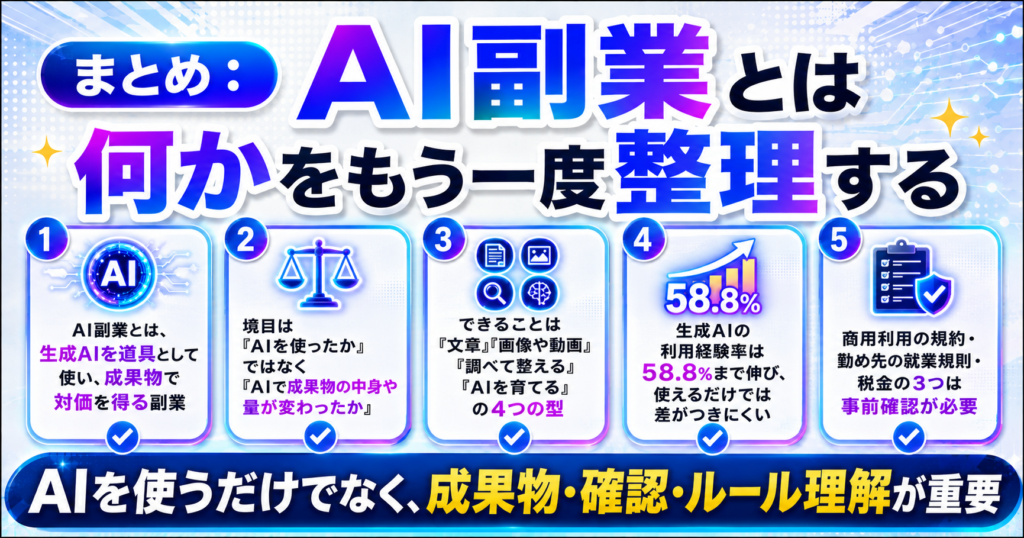 まとめ:AI副業とは何かをもう一度整理する