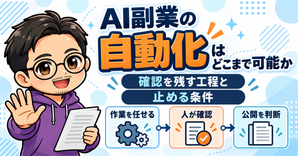AI副業の自動化はどこまで可能か｜確認を残す工程と止める条件
