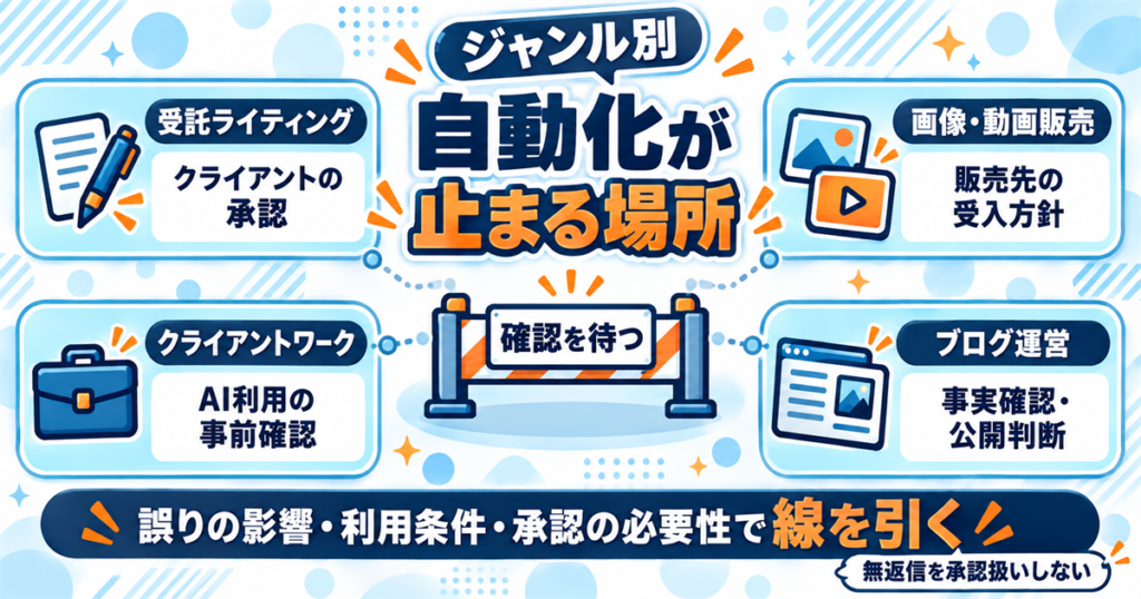 ジャンル別にAI副業の自動化が止まる場所を整理する