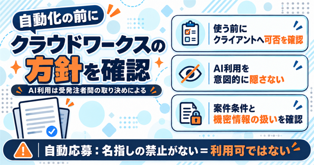 AI副業で自動化する前にクラウドワークスの方針を読む