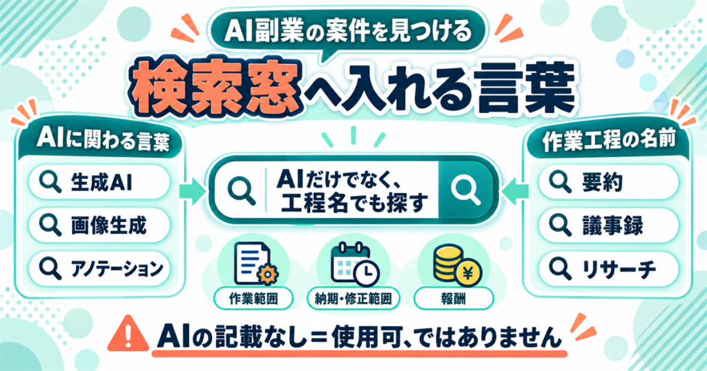 AI副業の案件を見つけるために検索窓へ入れる言葉
