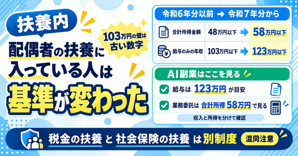 配偶者の扶養に入っている人は基準が変わった